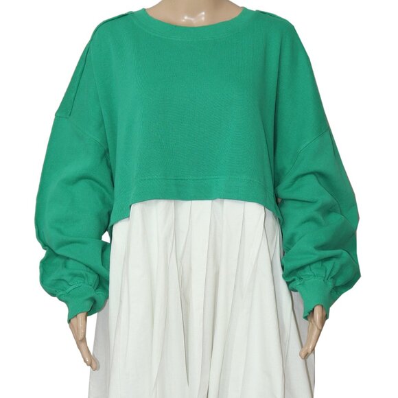 Free People Eleanor Sweatshirt Scoop Neck Heart Stitching Oversized Dress M - Picture 4 of 8